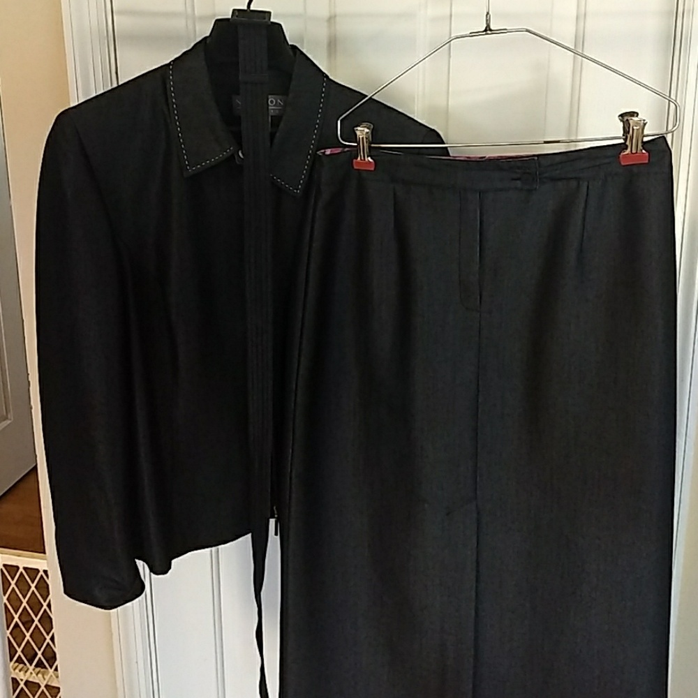 Two-piece suit jacket with long skirt